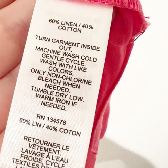 NWT VINEYARD VINES Chambray Embroidered Tie Sleeve Top In Paradise Pink XL - Picture 10 of 12